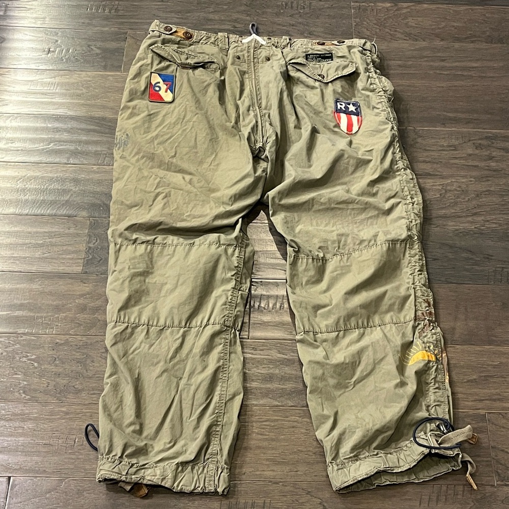 Polo Ralph Lauren Combat Cargo Pants Patches Paratrooper green Mens Size 40x32 - Picture 2 of 16